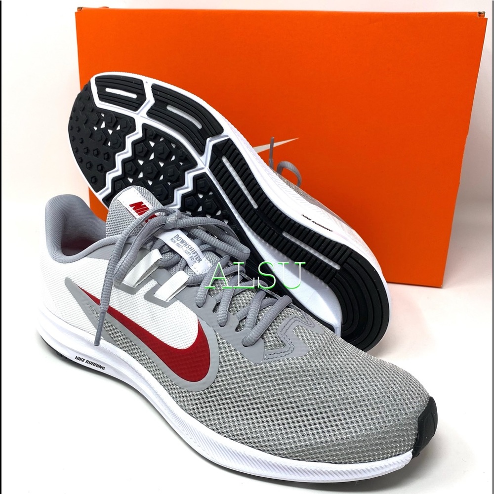 Nike Downshifter 9 Wolf Grey Canvas Men’s Sneakers - Picture 9 of 12